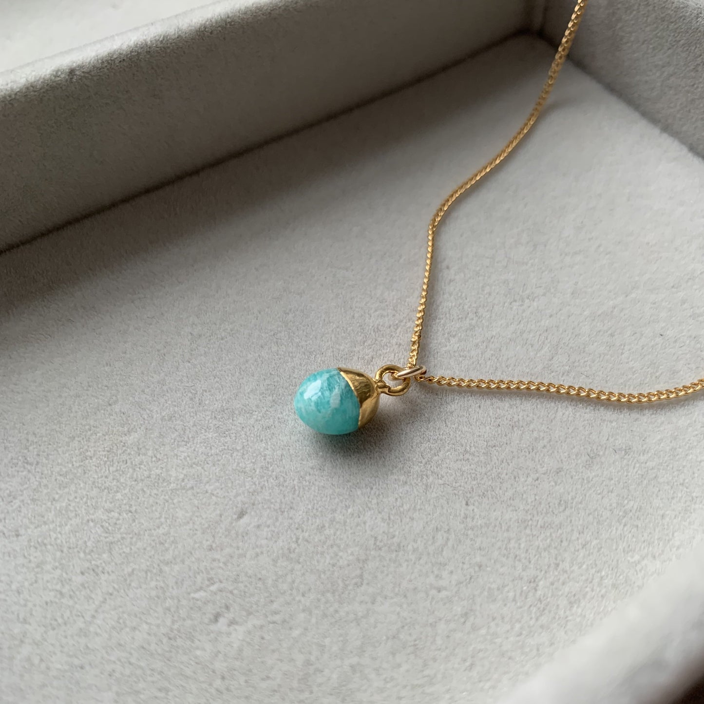 Load image into Gallery viewer, Tiny Tumbled Gemstone Necklace - Amazonite (Confidence) - Decadorn

