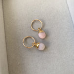 Tiny Tumbled Gemstone Hoop Earrings - Pink Opal (Hope and Love) - Decadorn
