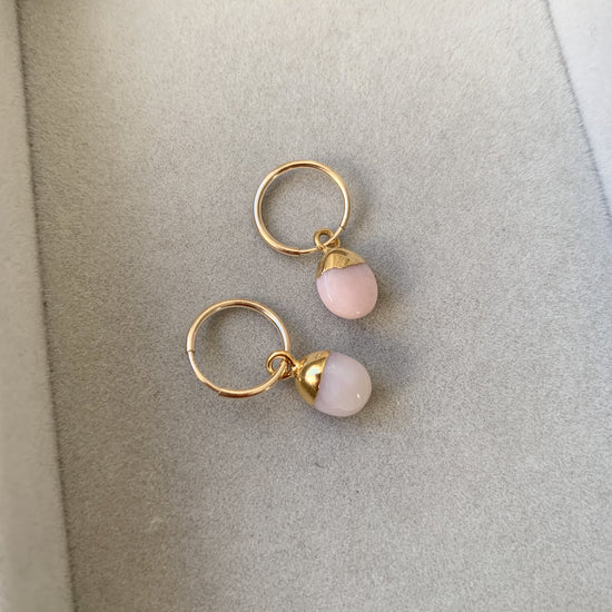 Pink Opal Tiny Hoop Earrings | Love & Hope (Gold)