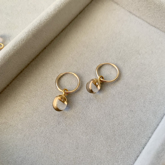 Tiny Tumbled Gemstone Hoop Earrings - Quartz (Healing) - Decadorn