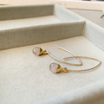 Tiny Tumbled Gemstone Dropper Earrings - Rose Quartz (Love) - Decadorn