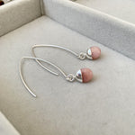 Pink Opal Tiny Tumbled Dropper Earrings |Love & Hope (Silver)