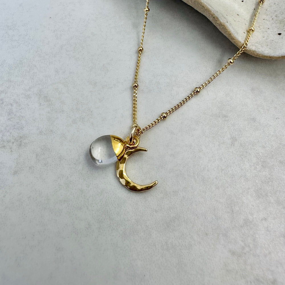 Bridesmaid | Gemstone & Moon Necklace (Gold Plated)