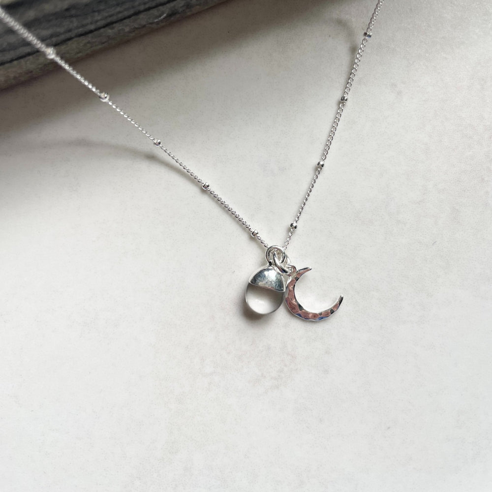 Create Your Own | Gemstone & Moon Necklace (Silver)