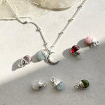 Bridesmaid | Gemstone & Moon Necklace (Silver)