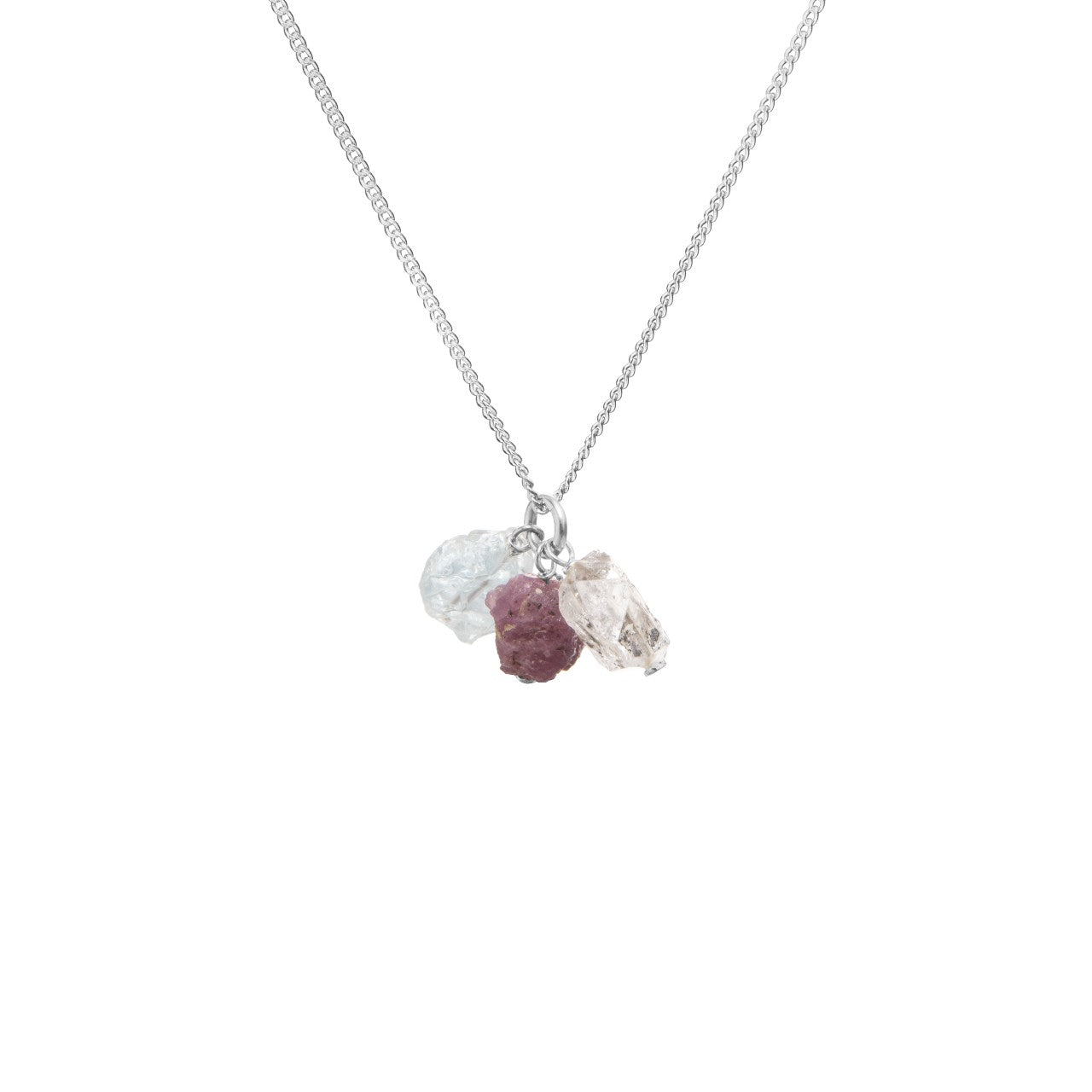 Create Your Own | Birthstone Necklace - Raw Threaded (Silver)