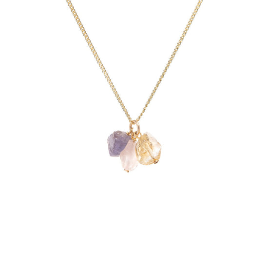 Create Your Own | Birthstone Necklace - Raw Threaded (Gold Plated)