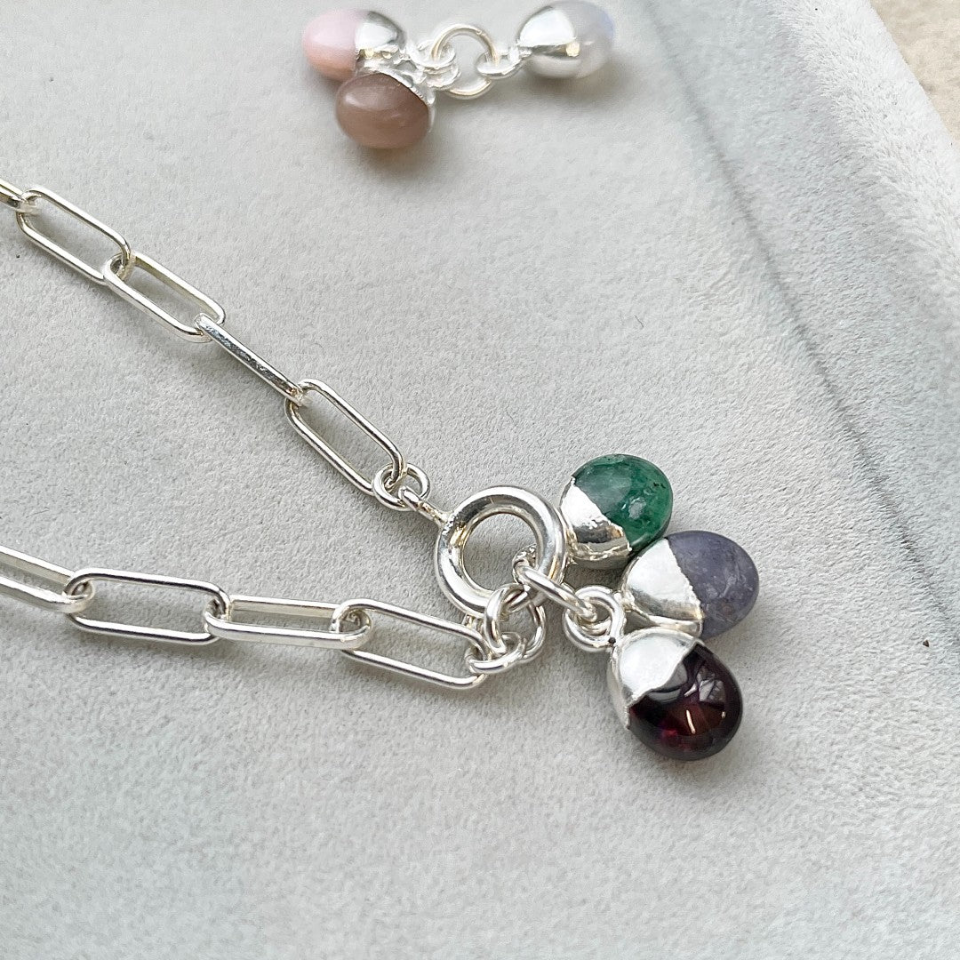 Create Your Own | Birthstone Chunky Necklace -  Tiny Tumbled (Silver)