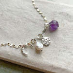 Amethyst Moon Charm Necklace | Calming (Silver)